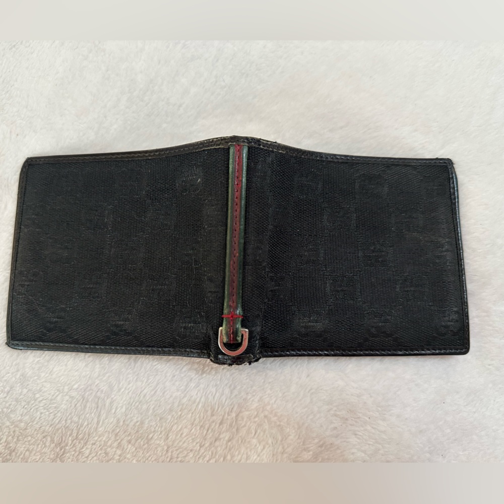 MEN'S GUCCI GG MONOGRAM LOGO CANVAS LEATHER BIFOLD WALLET CLASSIC RACING STRIPE - Picture 10 of 14